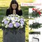 Cemetery Flower Saddle,Artificial Graveyard Flowers Grave Decorations,Headstone Flower Saddle Fade,Artificial Peonies Grave Memorial Flowers for Headstones Decoration (Purple White)
